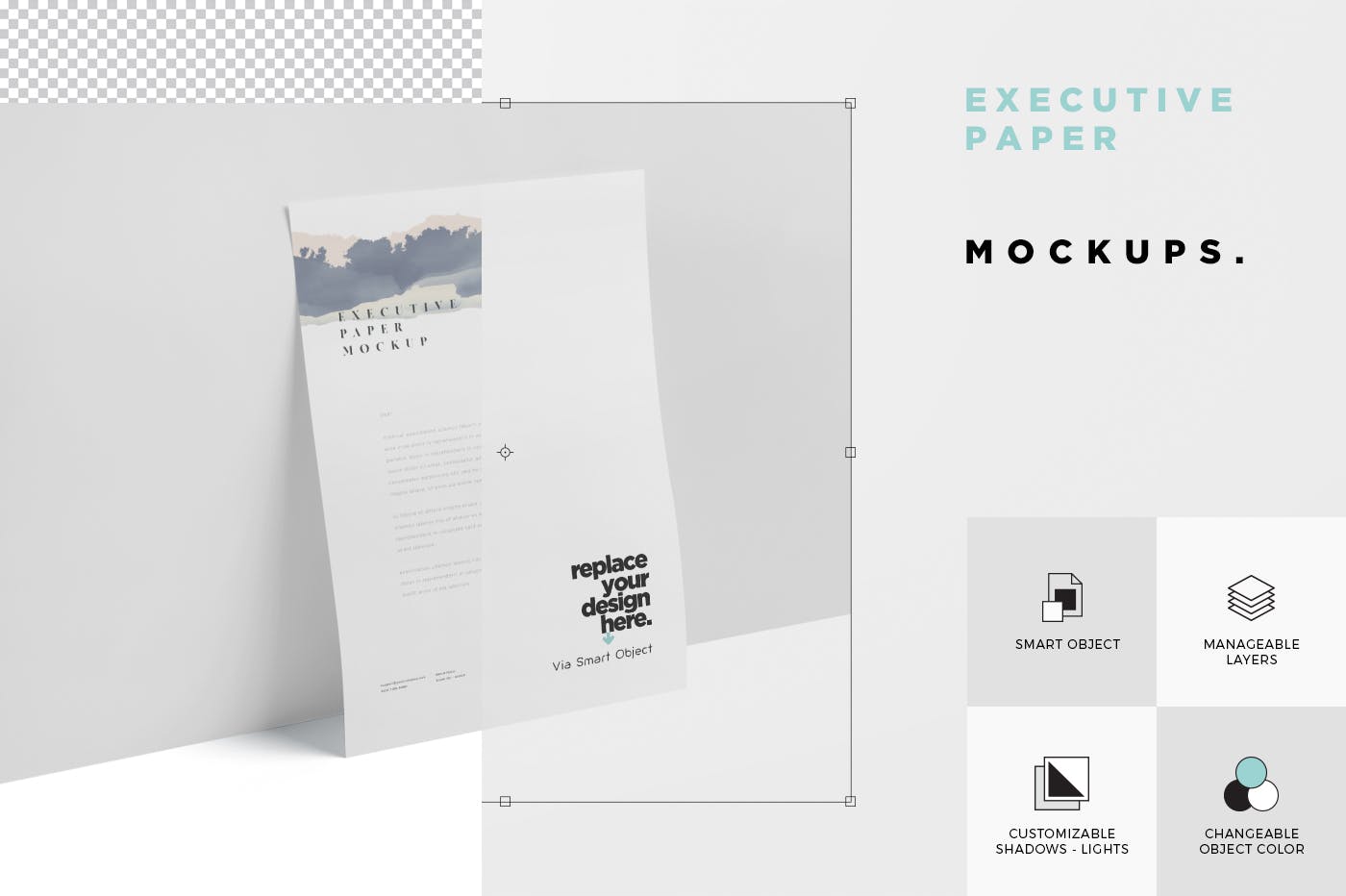 企业宣传单张设计效果图样机蚂蚁素材精选 Executive Paper Mockup – 7×10 Inch Size插图(5)