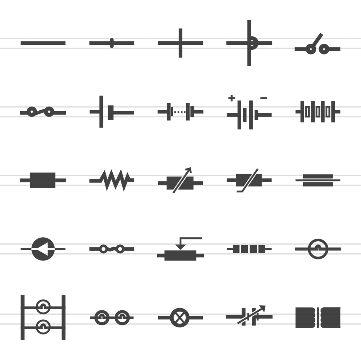 50枚电路线路板主题黑色字体蚂蚁素材精选图标 50 Electric Circuits Glyph Icons插图(1)