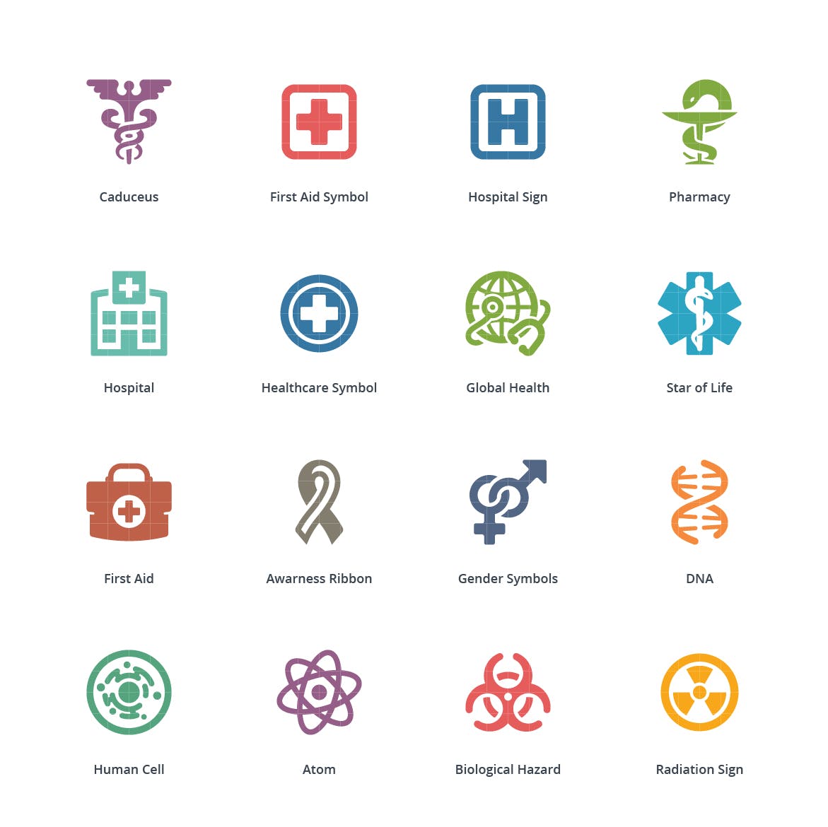 Colored系列-医疗保健主题矢量第一素材精选图标集v1 Medical & Health Care Icons Set 1 – Colored Series插图(1)