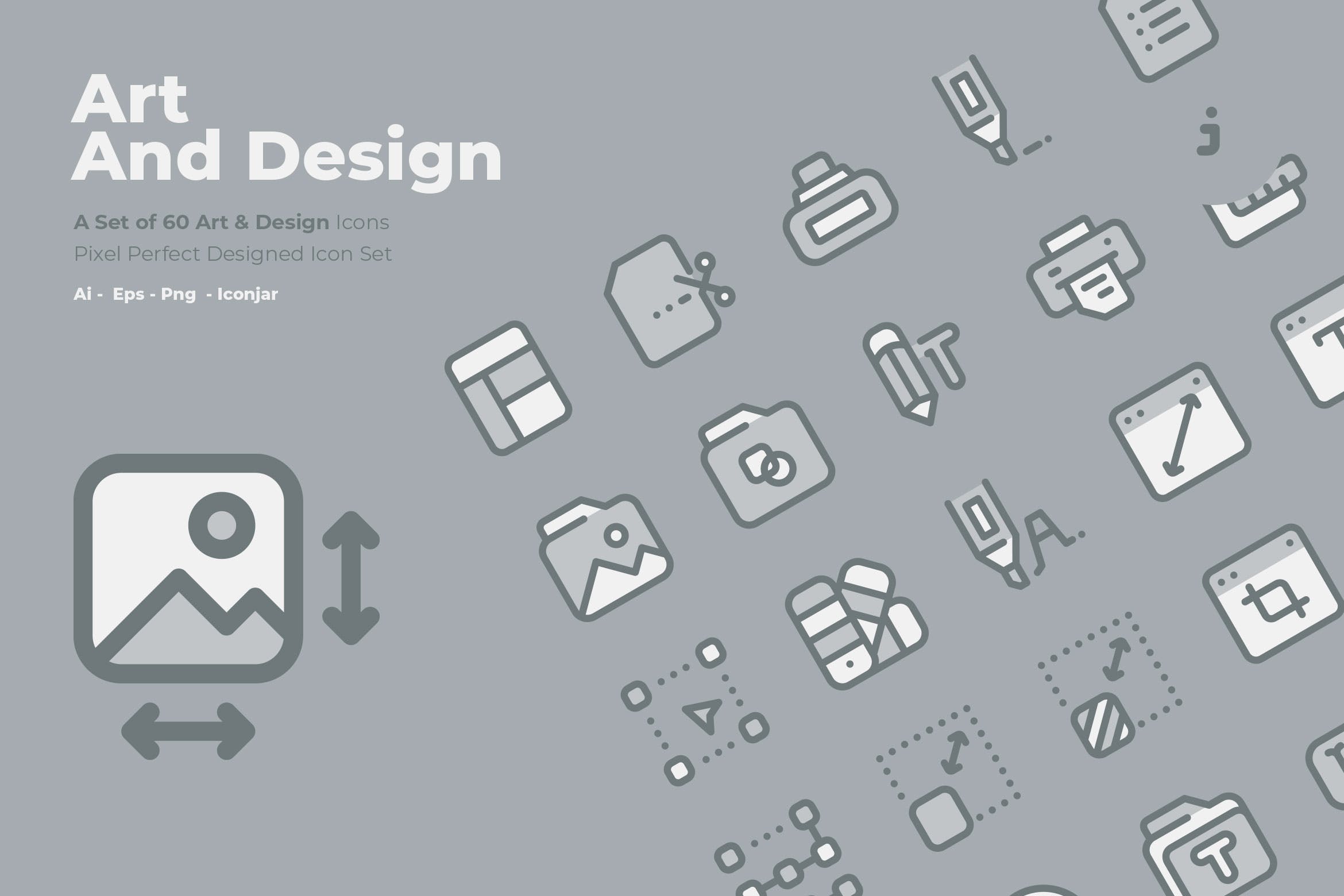 60枚交互设计主题双色调矢量蚂蚁素材精选图标 60 Art & Design Icons  –  Two Tone Style插图