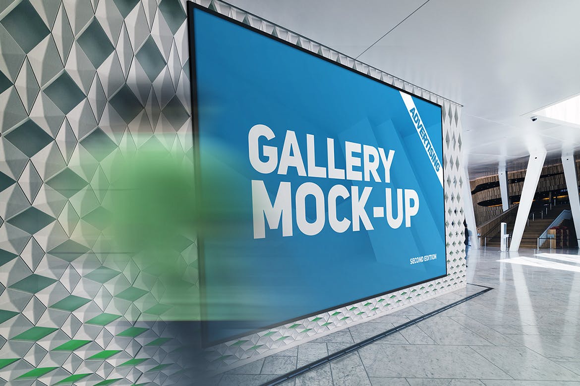 展厅画廊巨幅海报设计图样机大洋岛精选模板v3 Gallery Poster Mockup v.3插图