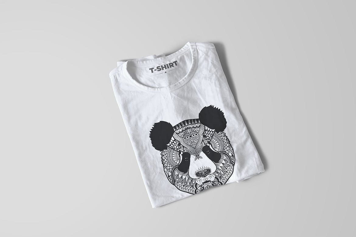 熊猫-曼陀罗花手绘T恤印花图案设计矢量插画第一素材精选素材 Panda Mandala T-shirt Design Vector Illustration插图(6)