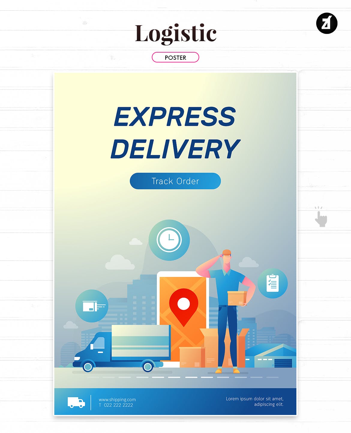 物流配送主题矢量插画设计素材 Logistic and delivery illustration with layout插图3