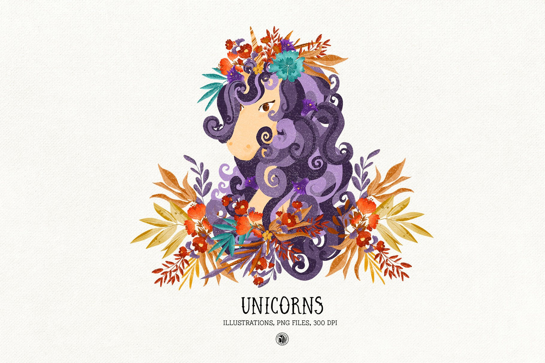 色彩丰富的独角兽第一素材精选手绘插画矢量第一素材精选PNG素材 Unicorns插图(1)