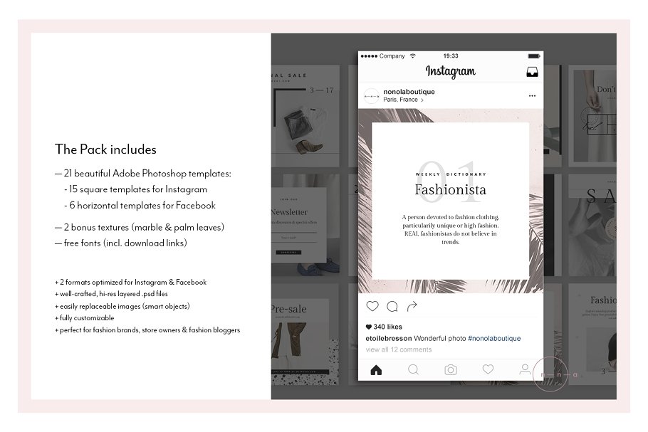 服装服饰主题社交媒体贴图模板第一素材精选 Social Media Kit Ladypreneur • Renée插图(1)