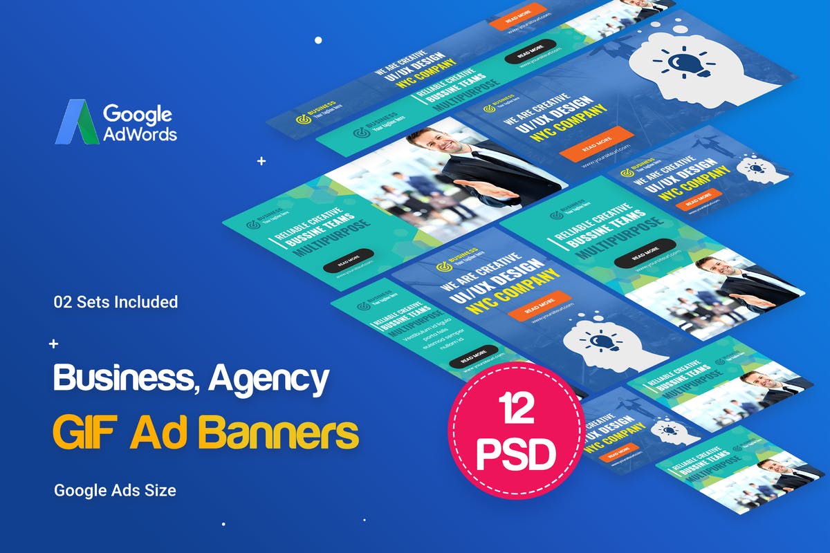 企业商业推广谷歌GIF动画第一素材精选广告模板 Animated GIF Business, Agency Banners Ad插图