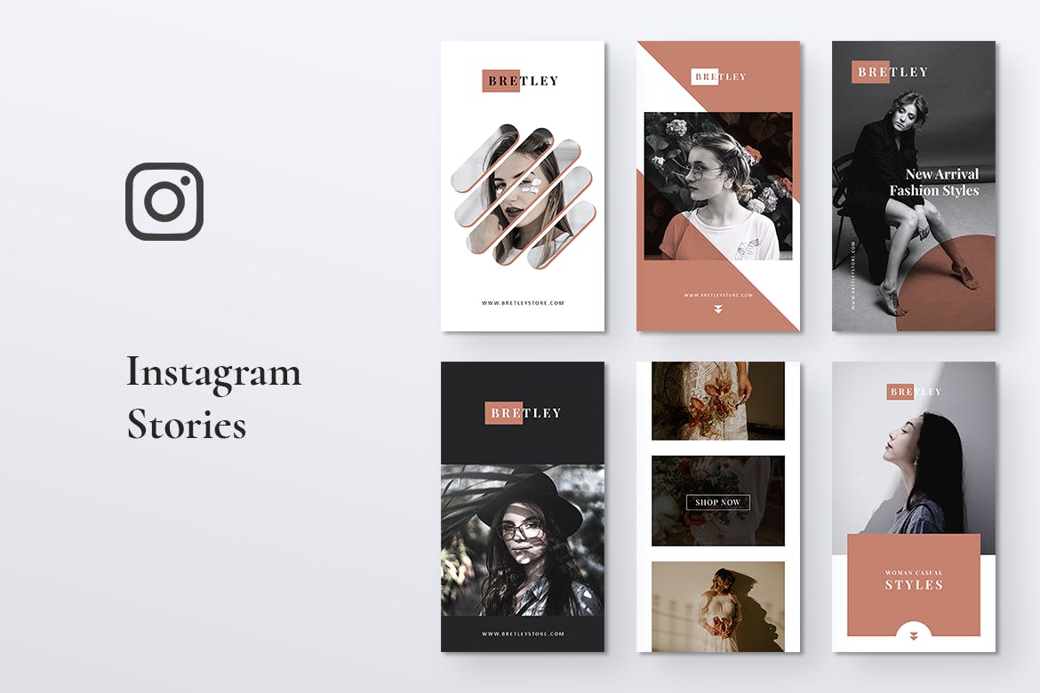 10款Instagram社交平台品牌故事设计模板第一素材精选 BRETLEY Fashion Store Instagram Stories插图(2)