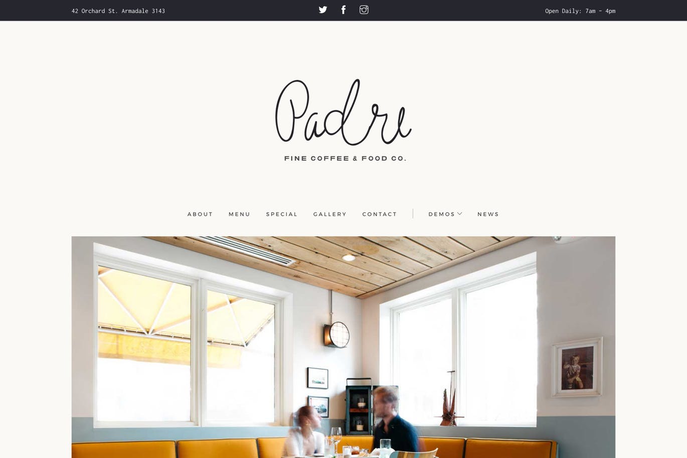 咖啡店/西餐厅官网设计HTML模板第一素材精选 Padre | Cafe & Restaurant HTML Template插图