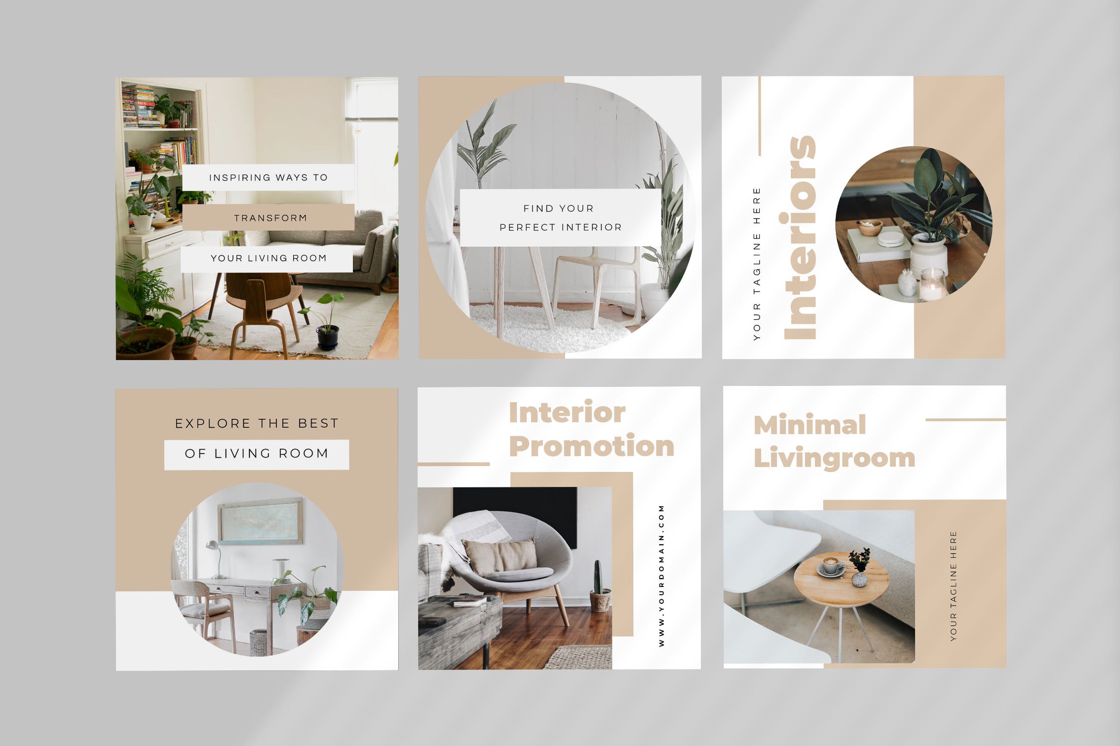 室内设计&现代家具品牌社交推广设计素材 Four – Interior Social Media Kit插图(1)