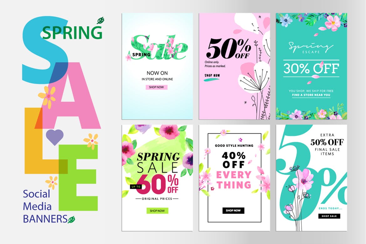 春季促销主题网站广告Banner图素材v7 Spring sale banners插图