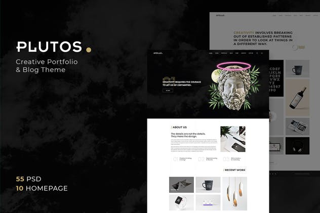 创意设计产品展览博客网站模板大洋岛精选 Plutos – Creative Portfolio & Blog Template插图1