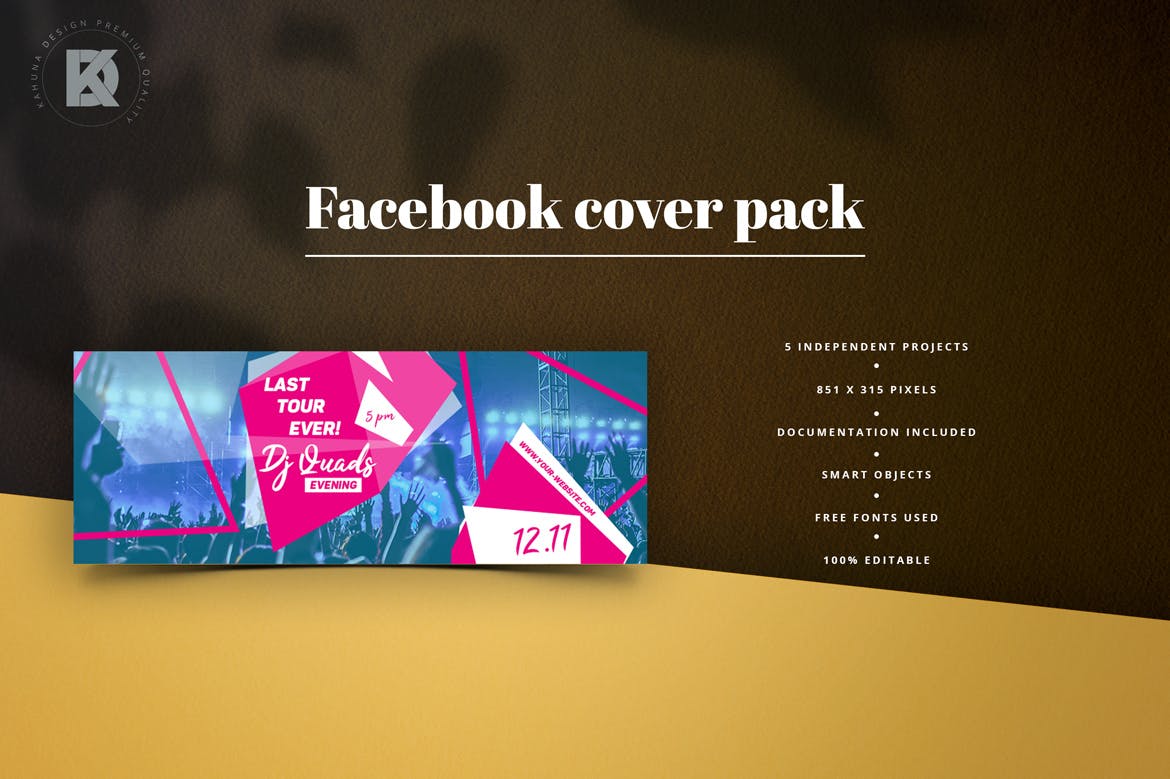 音乐节/音乐演出活动Facebook主页封面设计模板第一素材精选 Music Facebook Cover Pack插图(1)