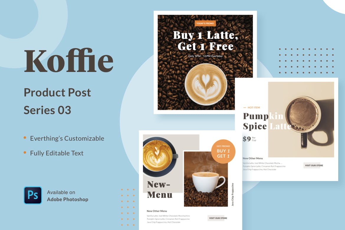 高端咖啡品牌广告设计PSD模板v03 Koffie Product – Series 03插图1