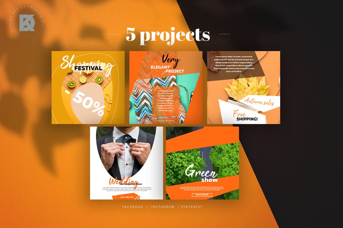 橙色社交媒体新媒体营销推广设计素材 Orange Social Media Banners Pack插图(4)