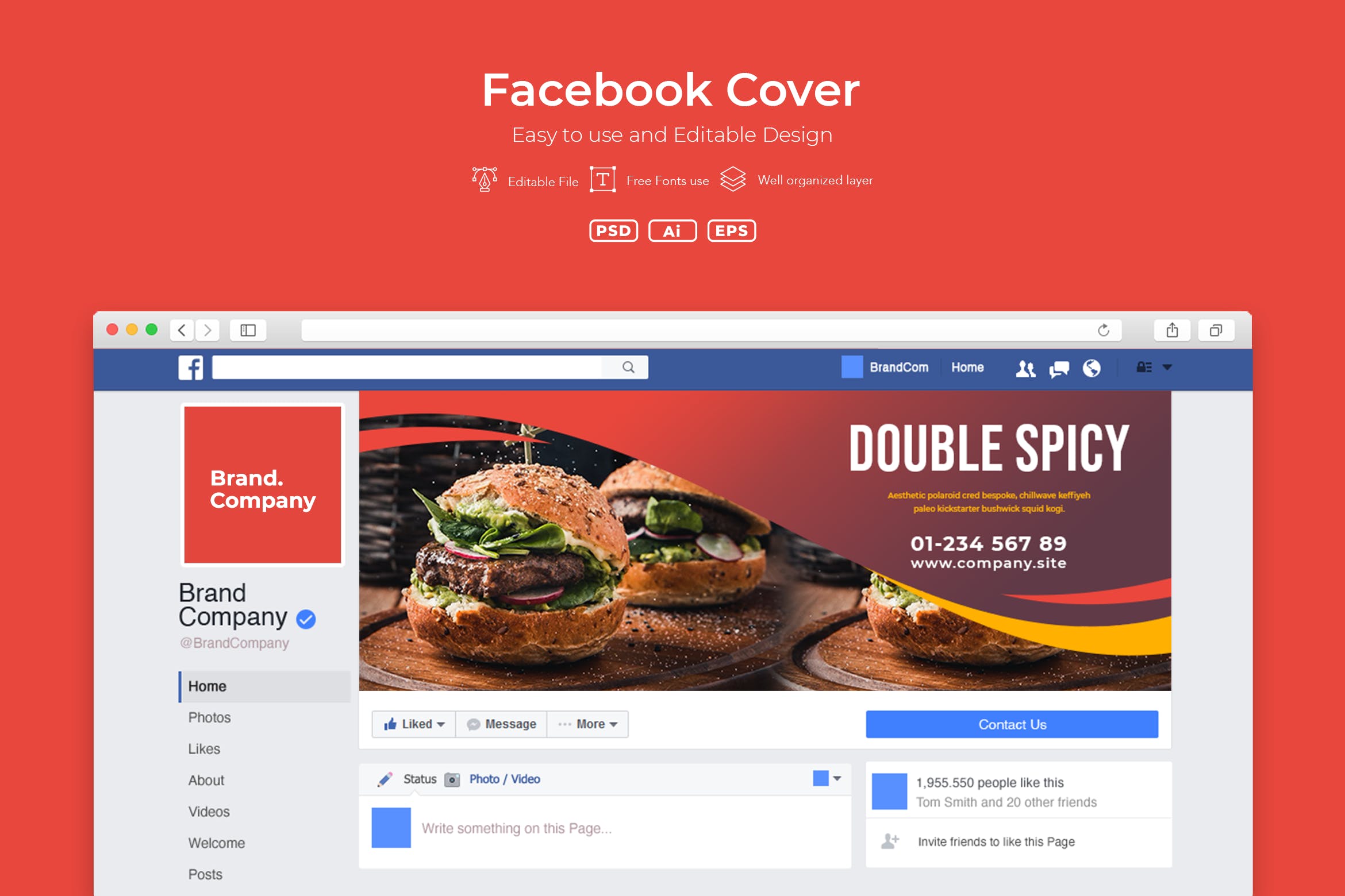 企业Facebook账号主页封面设计模板蚂蚁素材精选v2.1 ADL Facebook Cover.v2.1插图