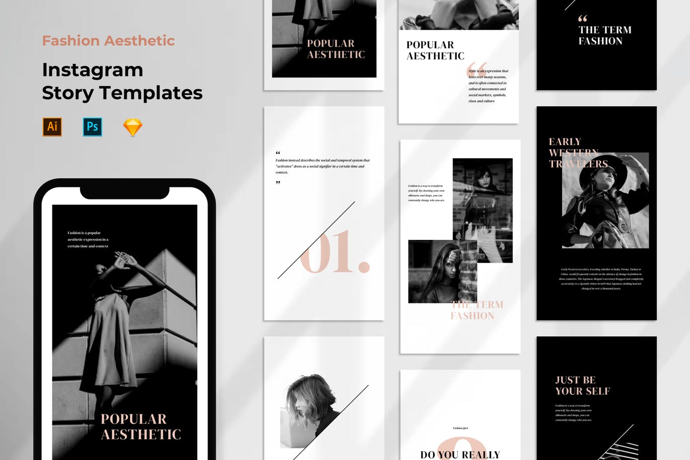 Instagram社交简约时尚品牌推广设计素材 Instagram Story Template – Minimal Fashion Design插图