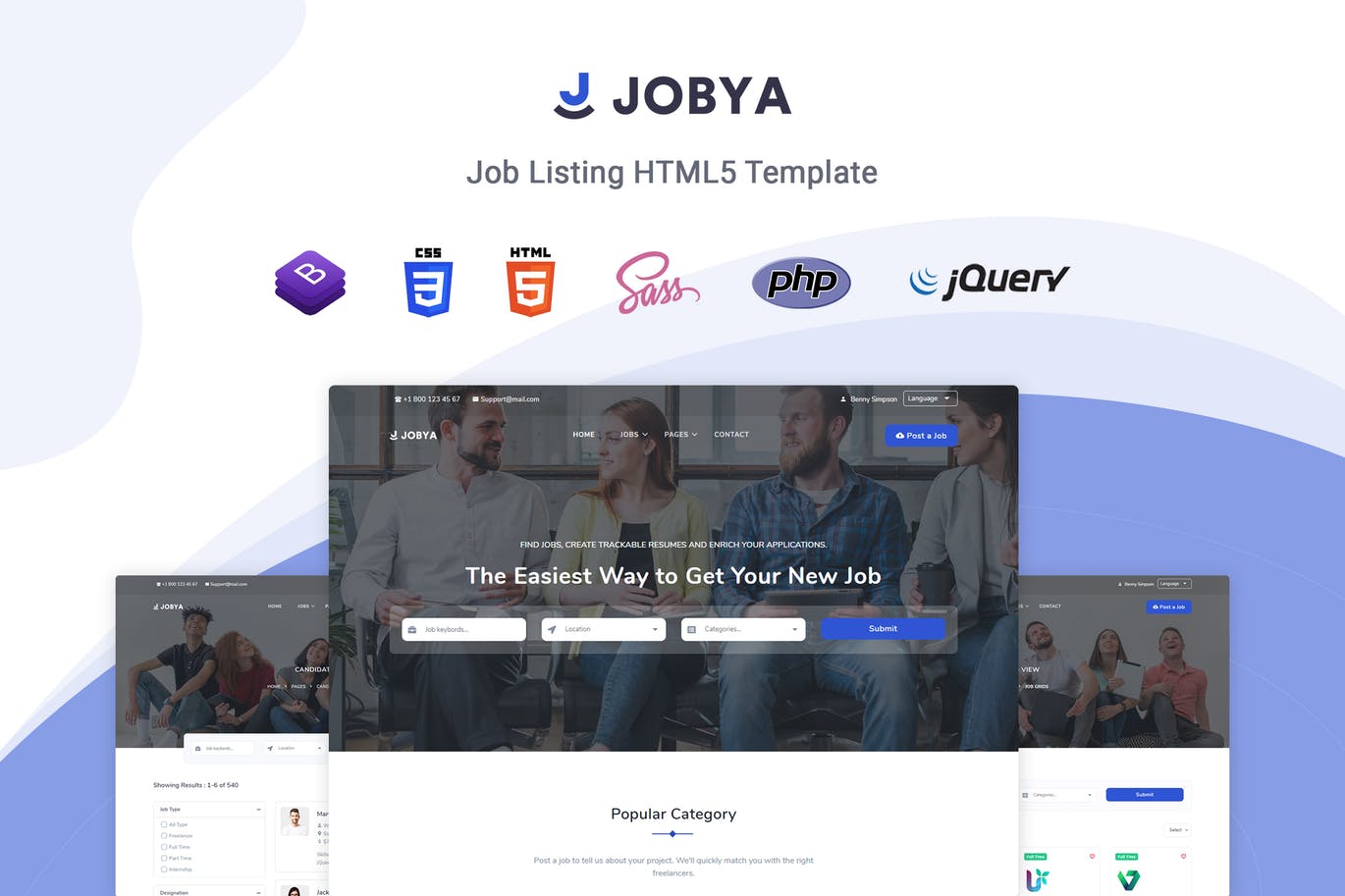 招聘网站/猎头网站设计HTML5模板第一素材精选 Jobya – Job Listing HTML5 Template插图