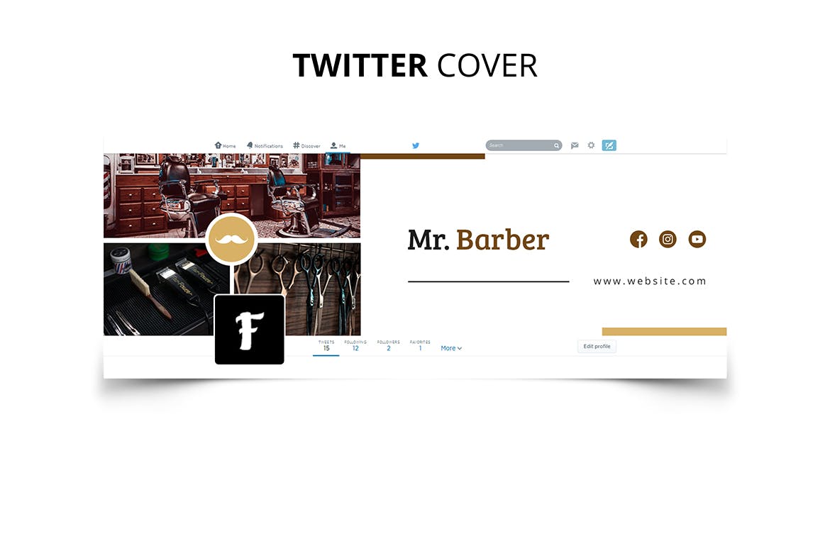 发型设计工作室社交推广设计素材包 Mr Barber Barbershop Social Media Kit插图10