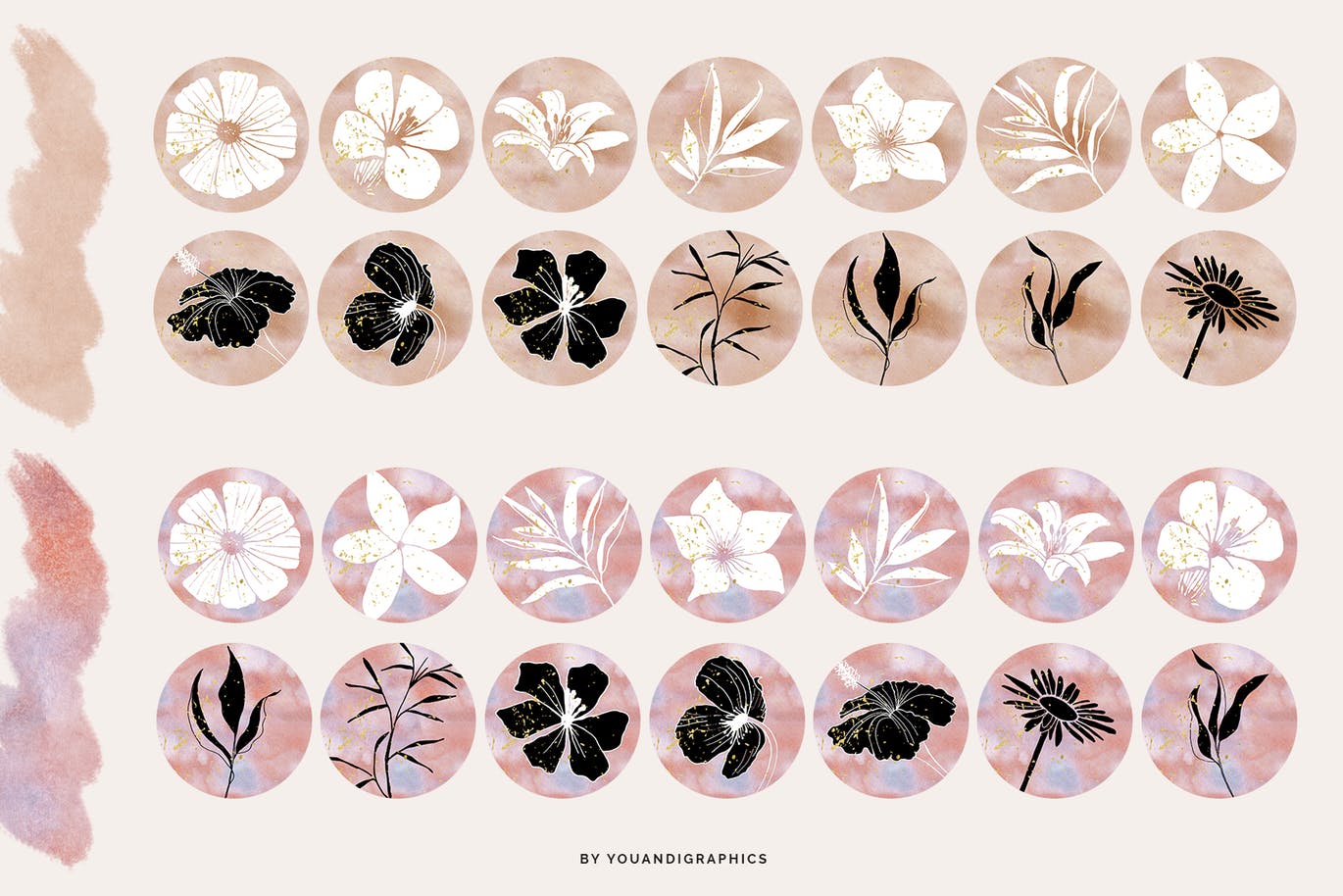 112个创意水彩花卉Instagram社交封面设计素材 Floral Instagram Highlight Covers插图(9)