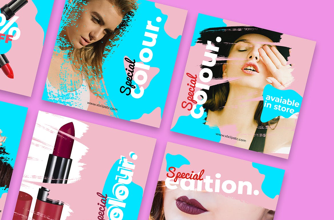美容护肤品牌营销社交自媒体设计素材 Social Media Kit Cosmetics插图(1)