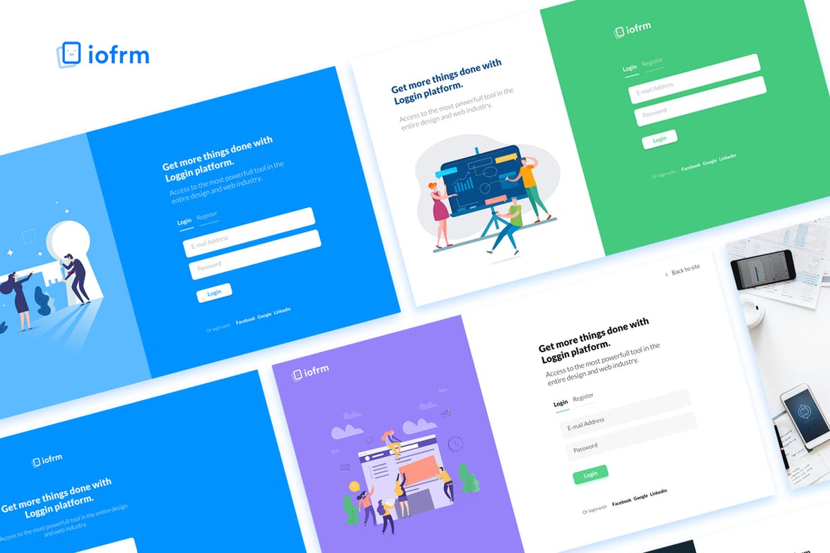现代标准网站注册登陆页面模板第一素材精选合集 Iofrm – Login and Register Form Templates插图