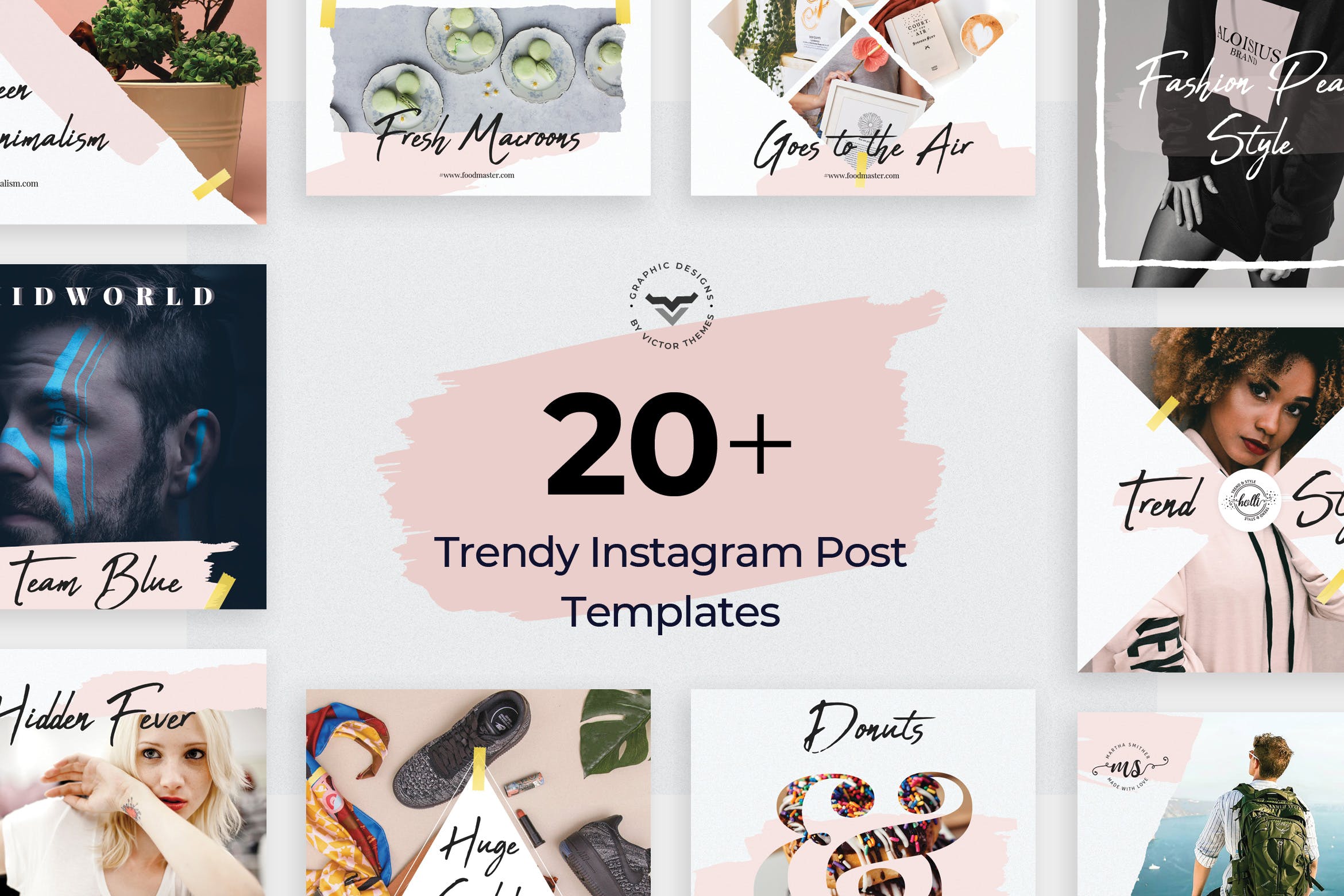 20+创意便利贴设计风格Instagram社交贴图模板蚂蚁素材精选 Instagram Post Templates插图