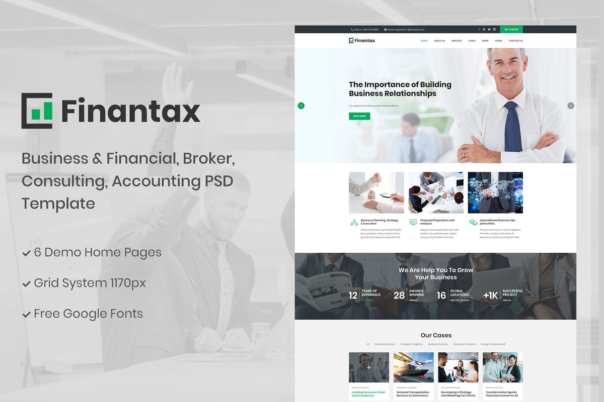 商业&金融机构企业网站设计模板第一素材精选 Finantax – Business and Finance Corporate Template插图