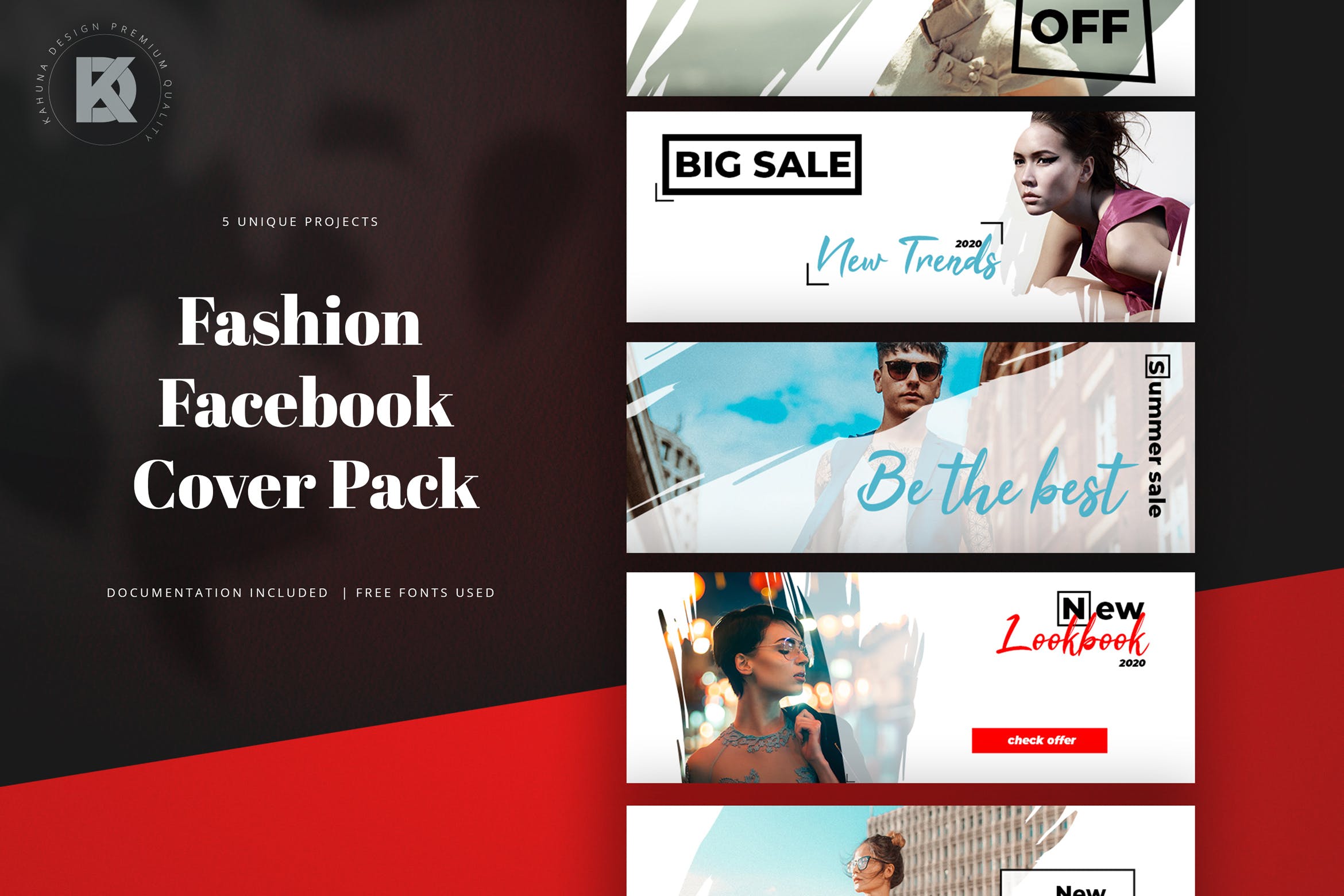 时尚品牌Facebook封面设计模板第一素材精选 Fashion Facebook Cover Pack插图