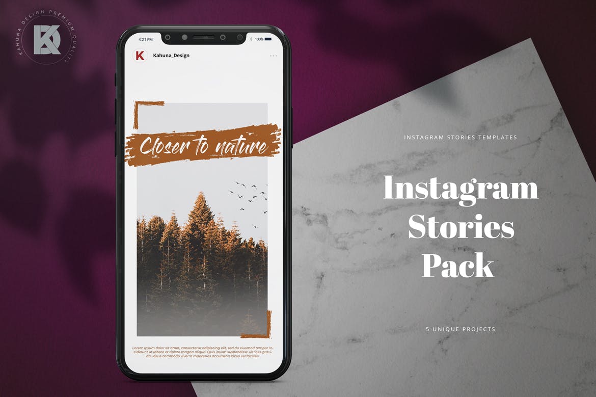 笔刷几何图案Instagram品牌故事设计素材 Brush Instagram Stories Pack插图(3)