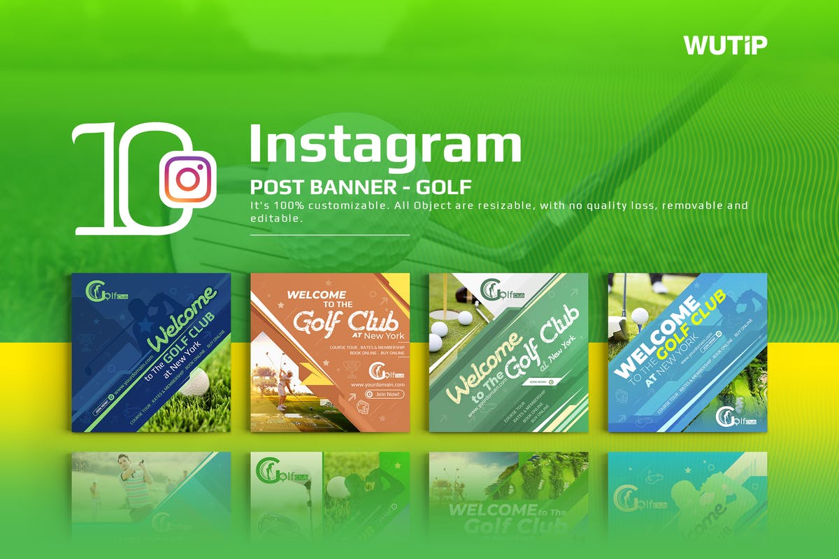 10款Instagram社交文章Banner广告模板 10 Instagram Post Banner-Golf插图