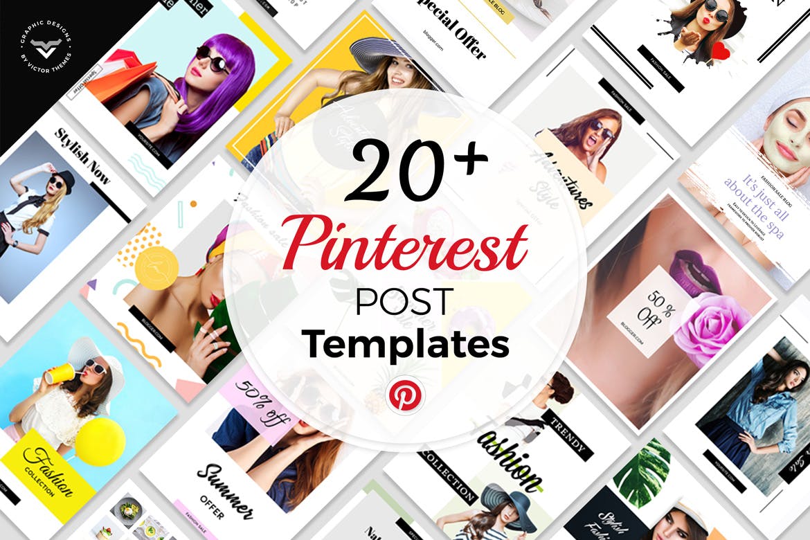 20+Pinterest社交平台时尚品牌文章贴图设计模板蚂蚁素材精选 Pinterest Social Media Templates插图(1)