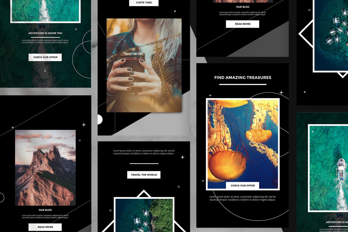 酷黑设计风格Instagram社交品牌故事设计素材 Black Instagram Stories插图(3)