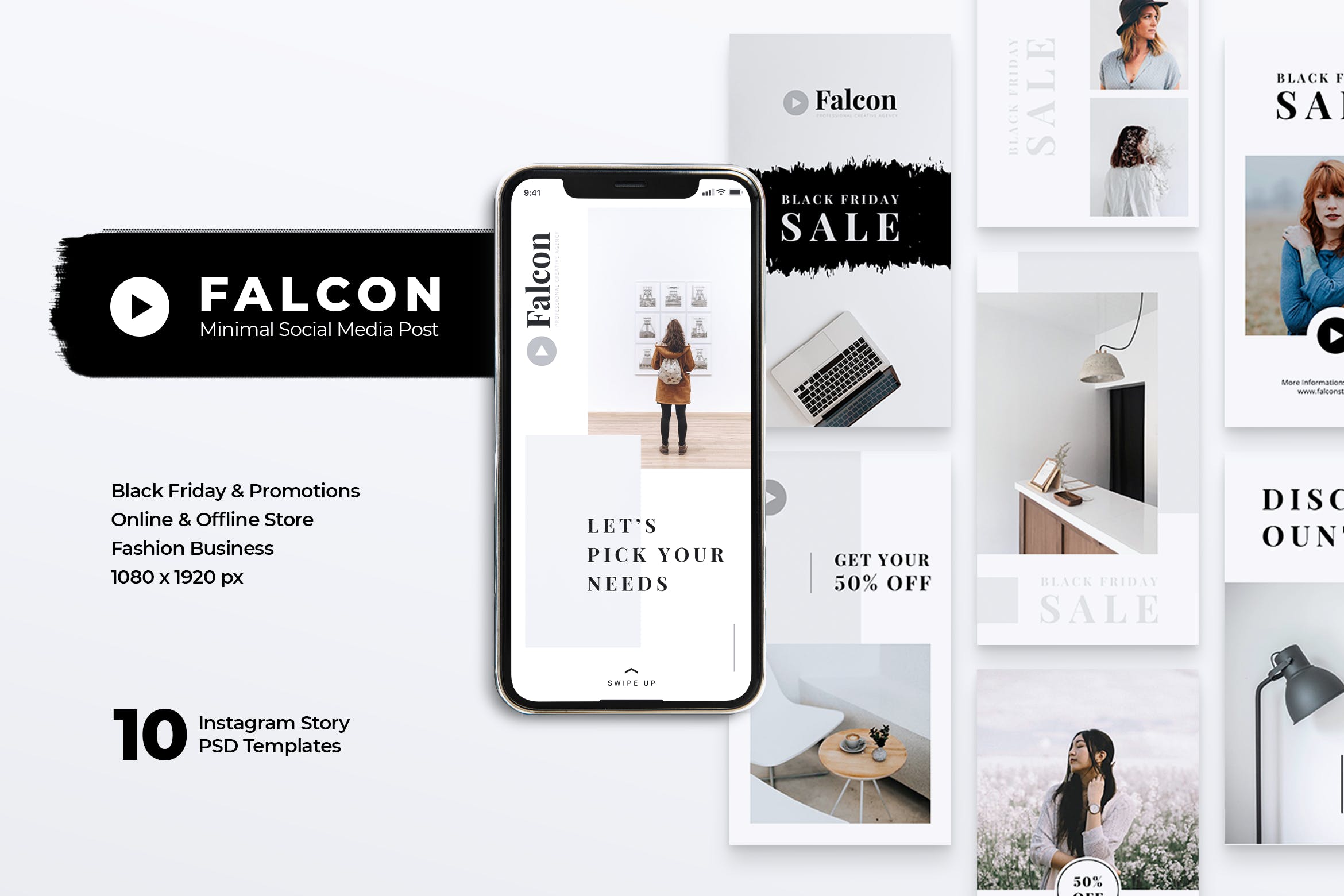 创意设计代理Instagram品牌推广设计模板第一素材精选 FALCON Creative Agency Instagram Stories插图