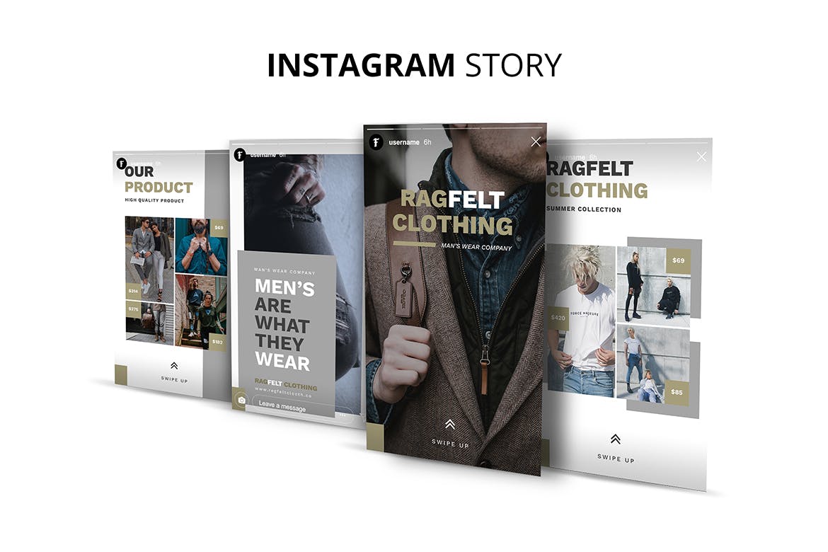 时尚男装推广Instagram品牌故事设计模板第一素材精选 Ragfelt Man Fashion Instagram Story插图(1)