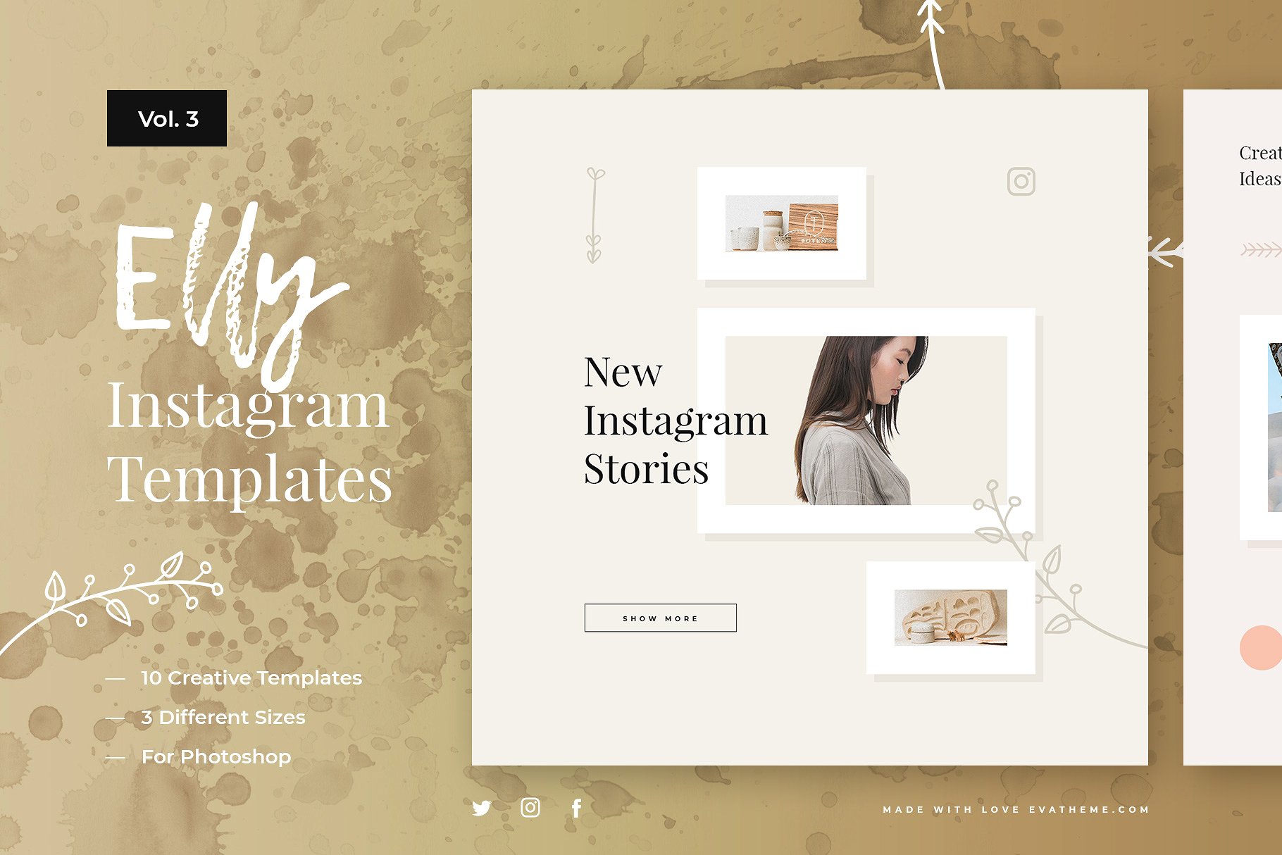 大标题风格Ins贴图模板蚂蚁素材精选v3 Elly Instagram Templates Vol.3插图