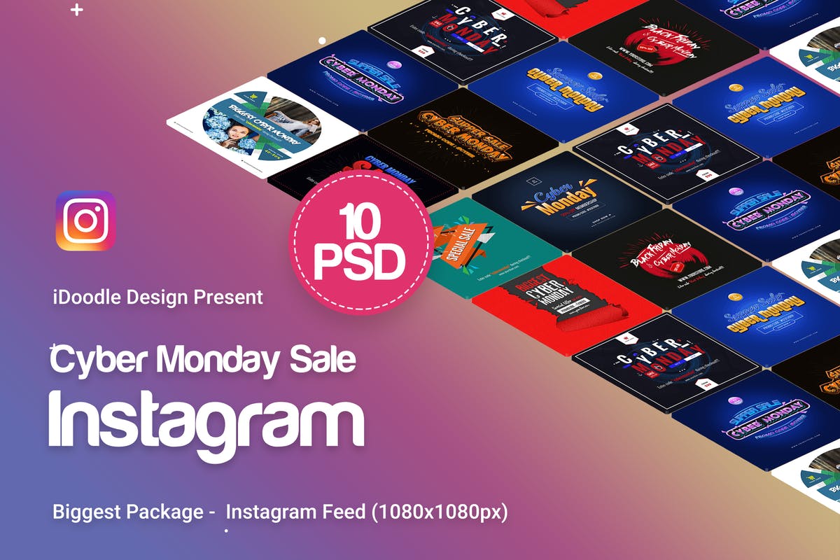 网络星期一购物促销社交网络Banner广告模板 Cyber Monday Instagram Banners Ad – 10 PSD插图