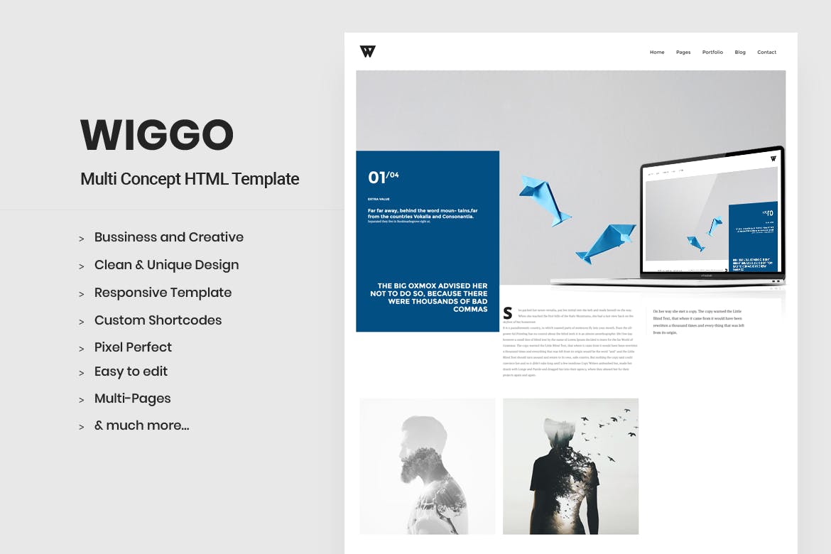 广告代理商/杂志/个人博客网站设计适用的HTML模板第一素材精选 Wiggo – Multi Concept HTML Template插图(1)