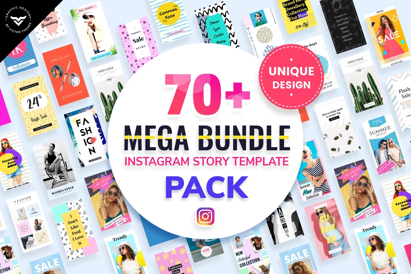 70+Instagram社交网站品牌推广广告设计模板第一素材精选合集 Instagram Stories Mega Bundle Templates插图