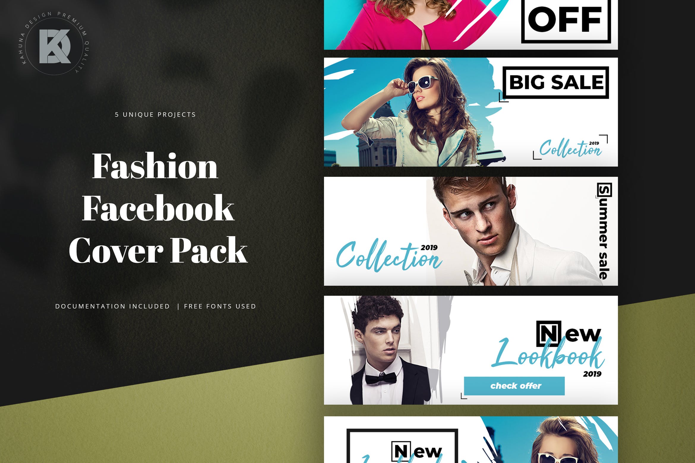时装品牌Facebook社交推广封面设计模板第一素材精选 Fashion Facebook Cover Kit插图