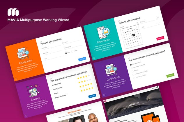 现代设计风格表单页面HTML模板第一素材精选 Mavia – Multipurpose Form Wizard插图(1)