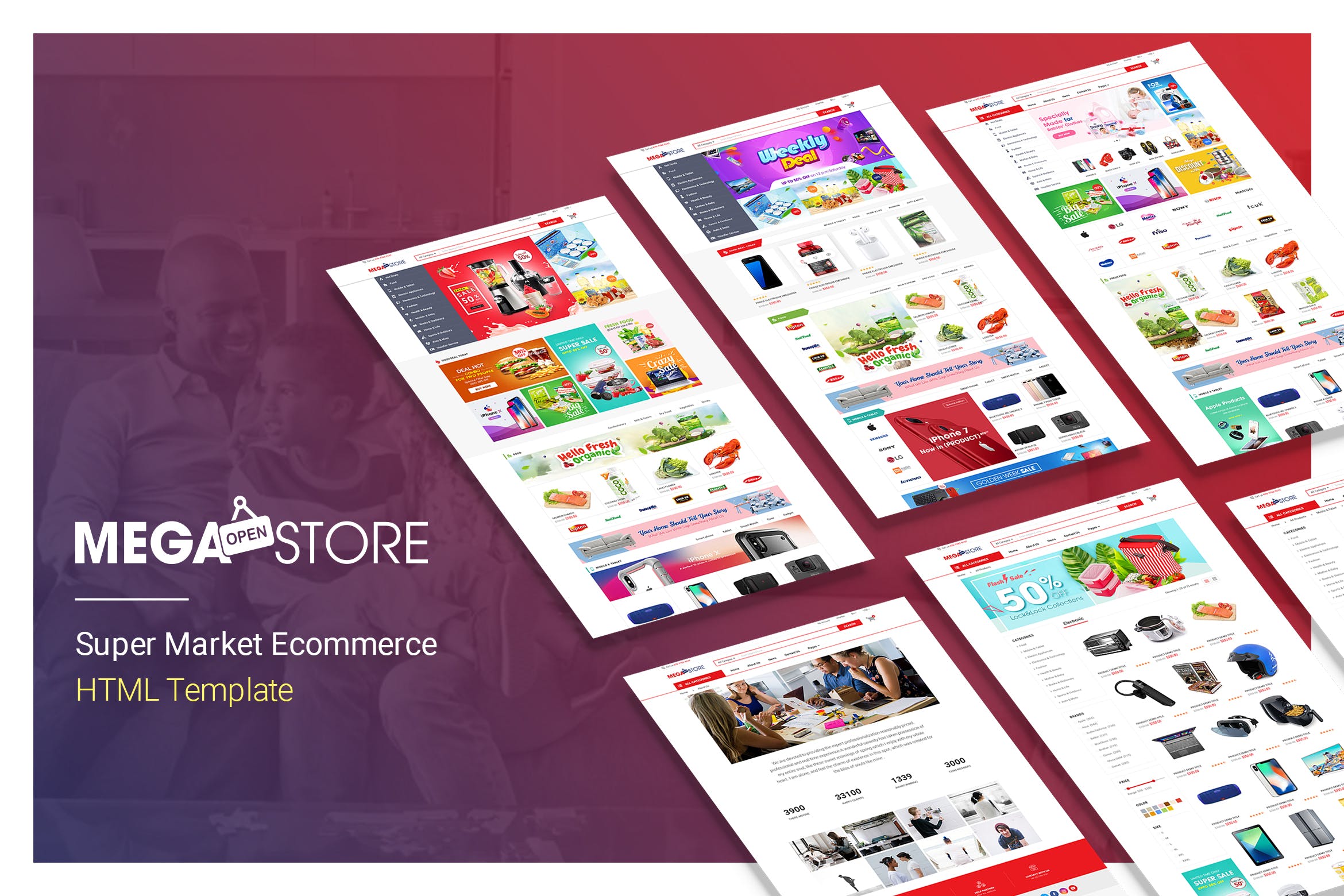 超级市场电子商务HTML网上商城模板蚂蚁素材精选 MegaStore | Super Market Ecommerce HTML Template插图