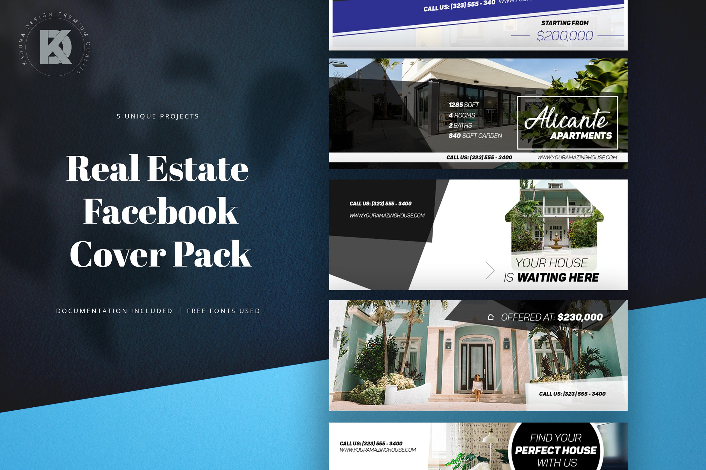 房地产商社交推广Facebook主页封面设计模板大洋岛精选 Real Estate Facebook Cover插图