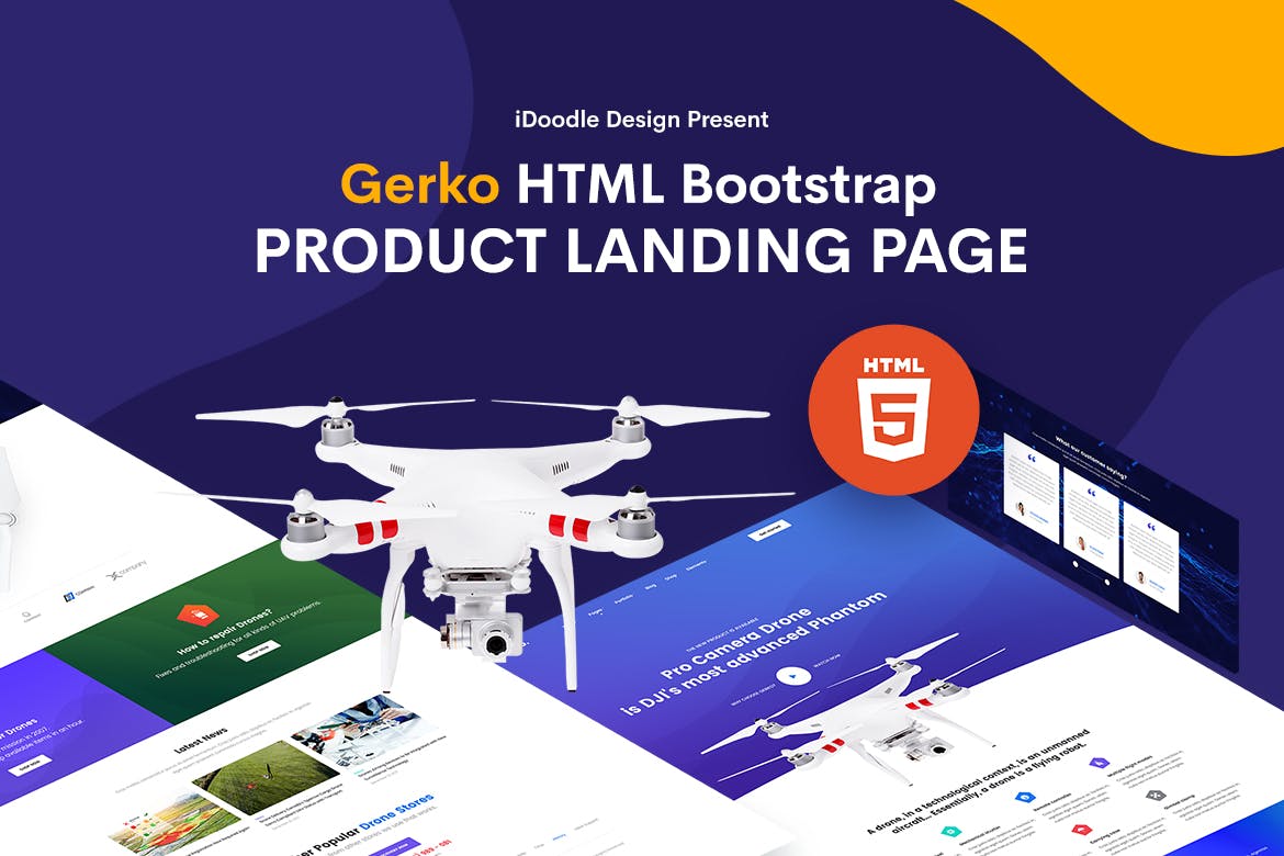 创意产品网站页面设计HTML模板蚂蚁素材精选 Gerko – Product Landing Page Template插图(1)