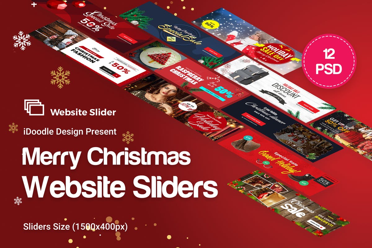 圣诞节假日网站/淘宝/天猫电商Banner第一素材精选广告模板 Holiday Sale, Christmas Website Sliders插图