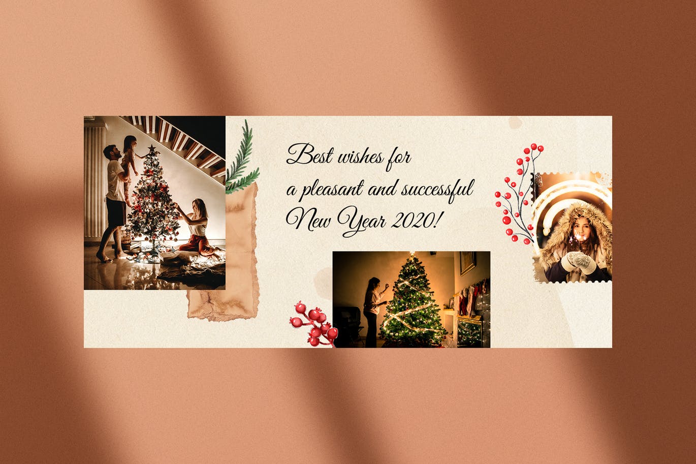 撕纸艺术风格圣诞节主题Facebook社交封面设计模板大洋岛精选 Christmas Facebook Covers插图3