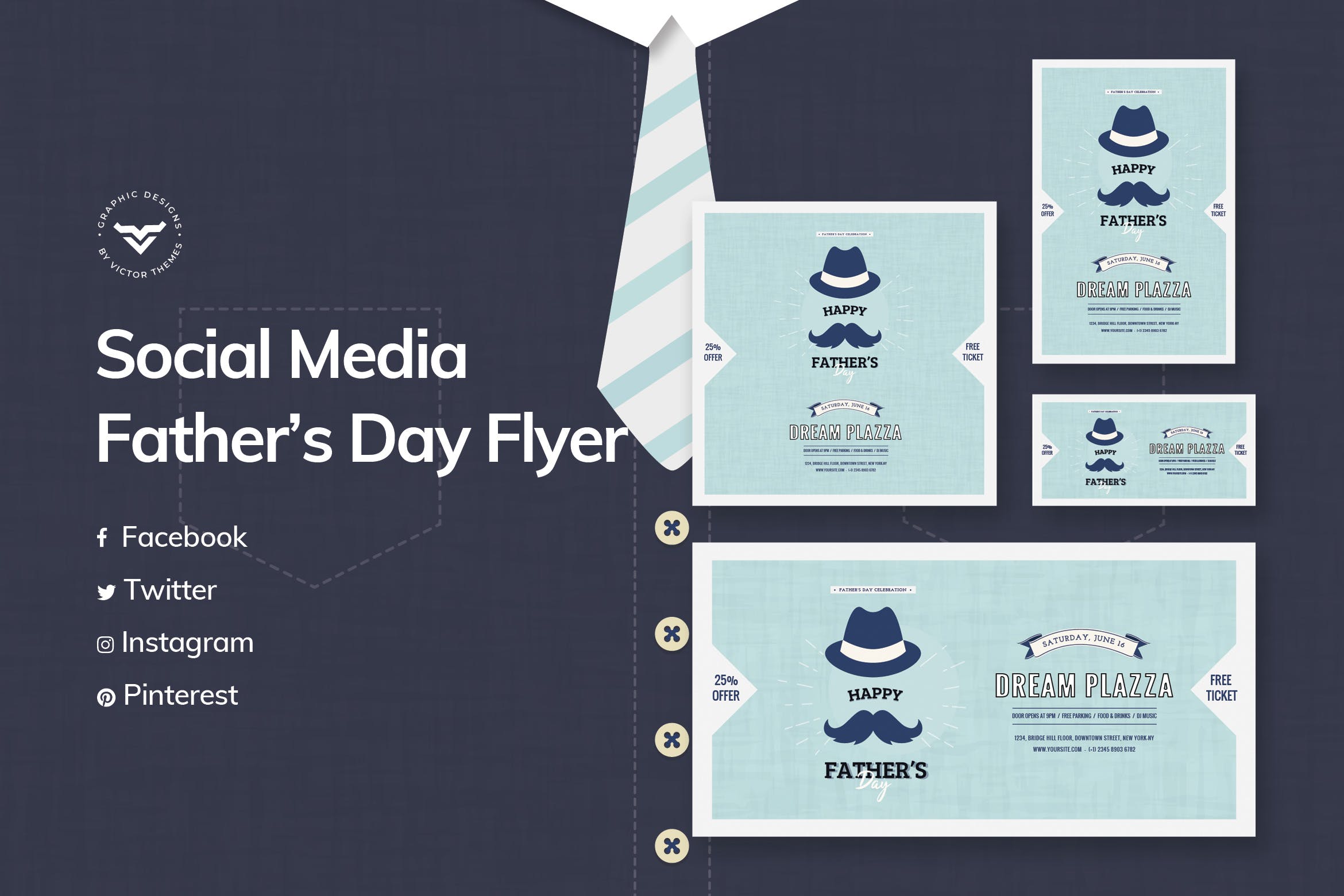 父亲节主题社交媒体广告设计模板第一素材精选 Fathers Day Social Media Template插图