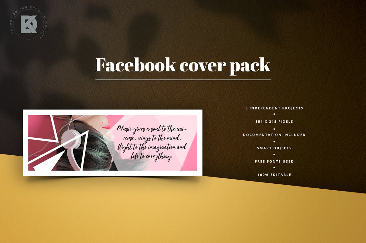 音乐节/音乐演出活动Facebook主页封面设计模板第一素材精选 Music Facebook Cover Pack插图(3)