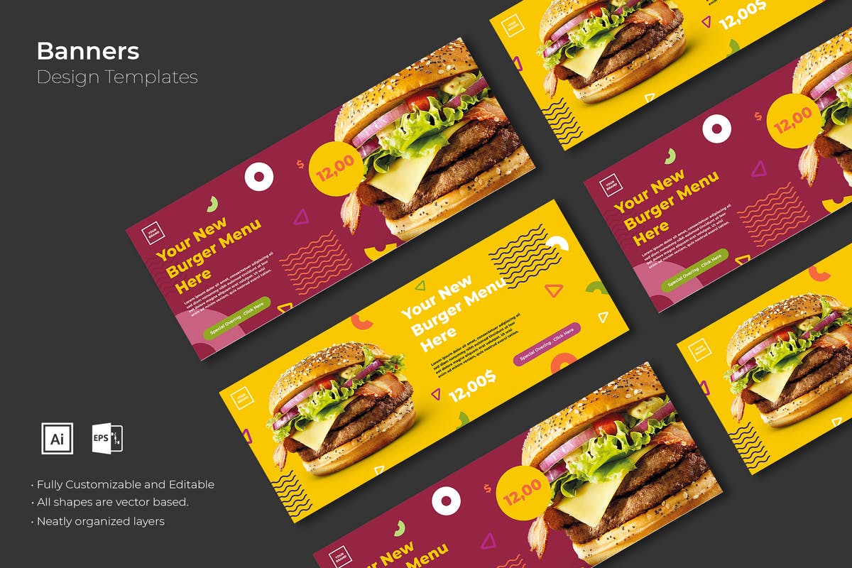 美食食品促销广告Banner图设计模板 SRTP Banners Template.10插图