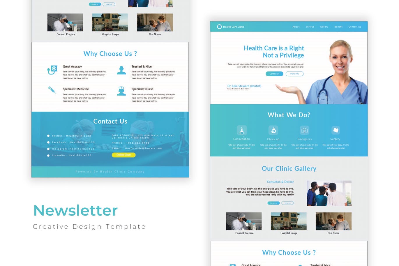 医院/医疗机构邮件订阅推广页面设计模板 Hospitaly Newsletter插图
