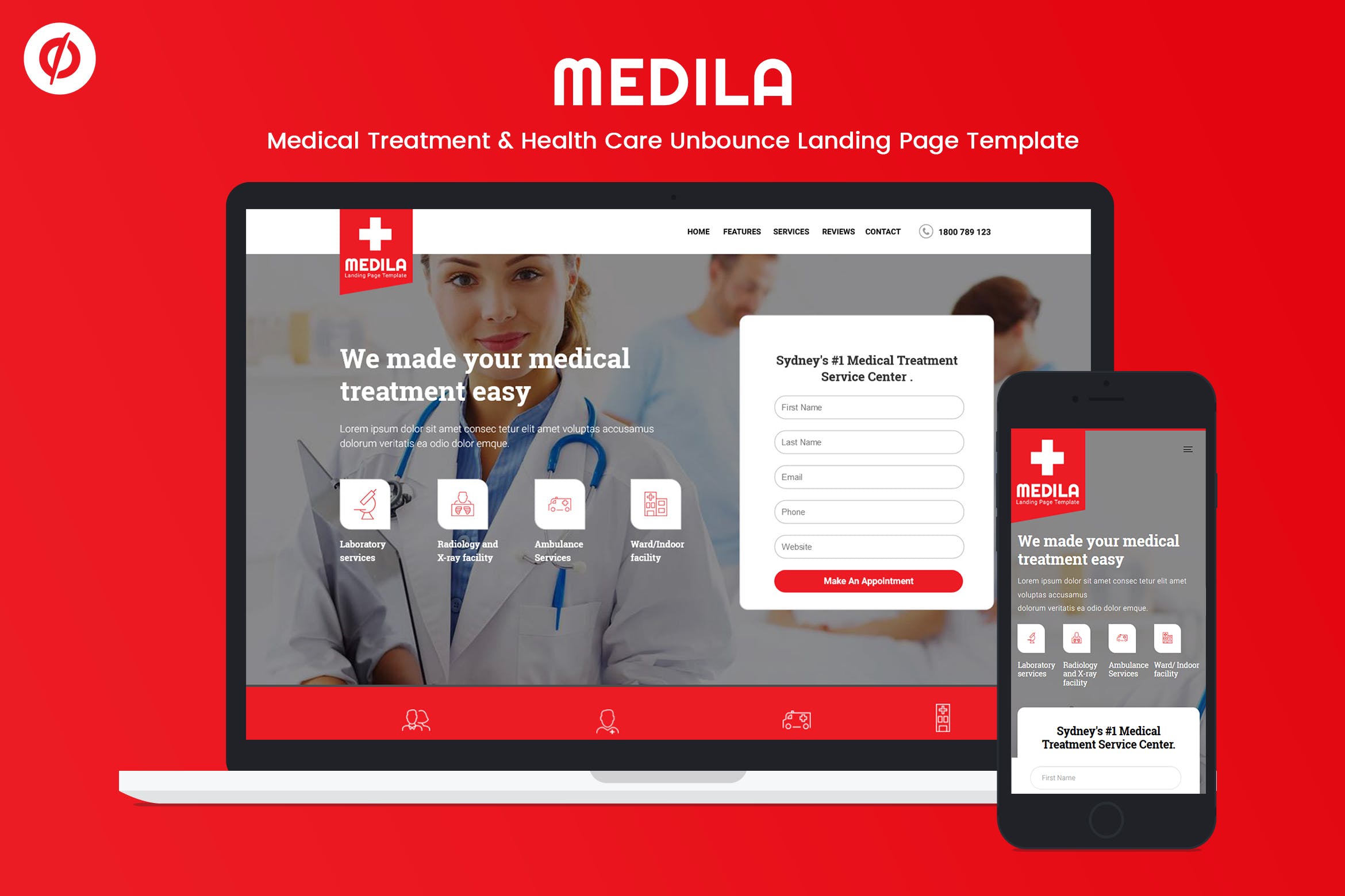 医药&健康护理网站着陆页CMS模板第一素材精选 Medila – Medical & Health Care Unbounce Template插图